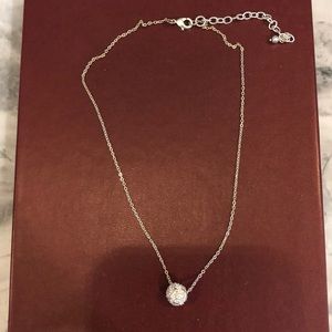 Silver necklace with cubic zirconia ball